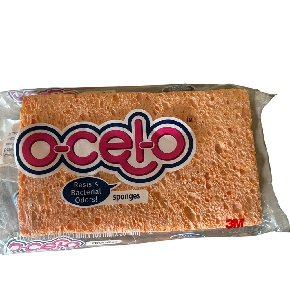 NEW 3M O-Cel-O Sponge StayFresh‎ Antimicrobial Orange Cellulose 7264-T New
